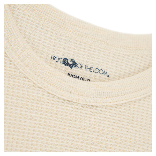 Fruit of the Loom Camiseta térmica tipo waffle prémium para niños, paquete de 2, jaspeado gris/natural, 10-12