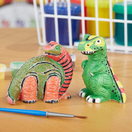 Melissa & Doug Created by Me! Dinosaur Figurines Craft Kit (2 Resin Dinosaurs, 6 Paints, Paintbrush) Dino Painting Kit for Kids