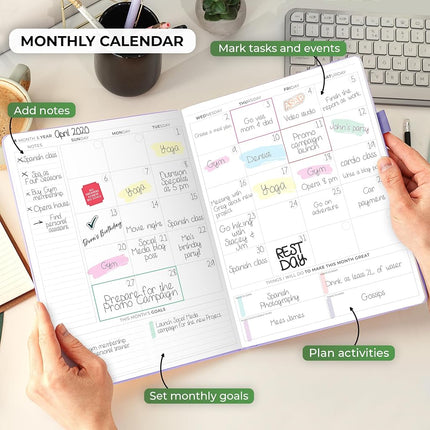 Clever Fox Planner PRO Hourly, Undated Weekly & Monthly, Lavender