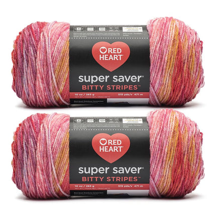 Red Heart Super Saver Bitty Stripe Pink Lemonade Y