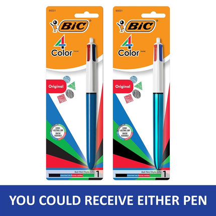 Stylo bille rétractable Bic 4 Couleurs, Multicolore