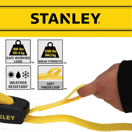 Stanley S2001 Enclosed Cambuckle Tie Down Strap – 2 Pack (1 in. x 10 ft.) 1,200 LB. Break Strength Black/Yellow