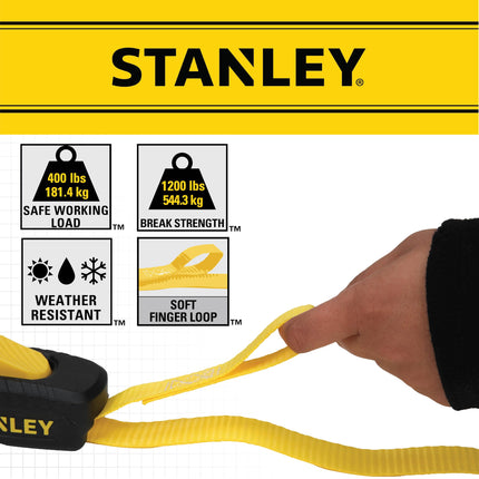 Stanley S2001 Enclosed Cambuckle Tie Down Strap – 2 Pack (1 in. x 10 ft.) 1,200 LB. Break Strength Black/Yellow