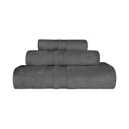 Ensemble de 6 serviettes de qualité supérieure en coton premium, absorbantes et ultra douces, avec double bordure unique en nid d'abeille, anthracite