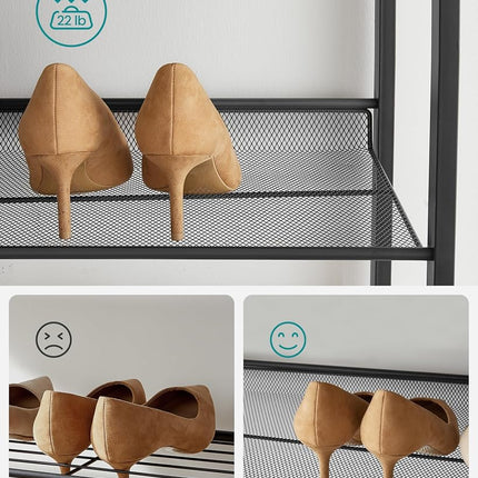 SONGMICS Shoe Rack, 8-Tier Shoe Organizer, Metal Shoe Storage for Garage, Entryway, Set of 2 4-Tier Stackable Shoe Shelf, with Adjustable Flat or Angled Shelves, Holds 32-40 Pairs, Black (ULMR08B)