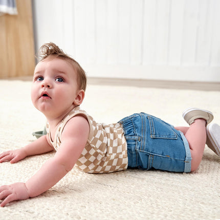 Short en jean retroussé Gerber pour bébés et tout-petits, délavage denim bleu clair, 3T
