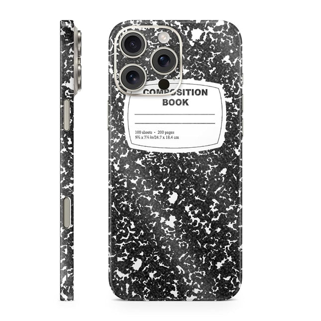 Glossy Glitter Phone Skin Compatible with Apple iPhone 16 Pro Max - Composition Book - Premium 3M Vinyl Protective Wrap Decal Cover - Easy to Apply | Crafted in The USA by MightySkins