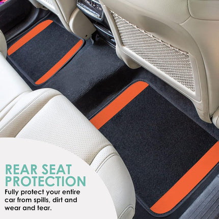 FH Group F14407ORANGE Universal Fit Premium Carpet Orange Automotive Floor Mats fits most Cars, SUVs, and Trucks with Driver Heel Pad, Full Set