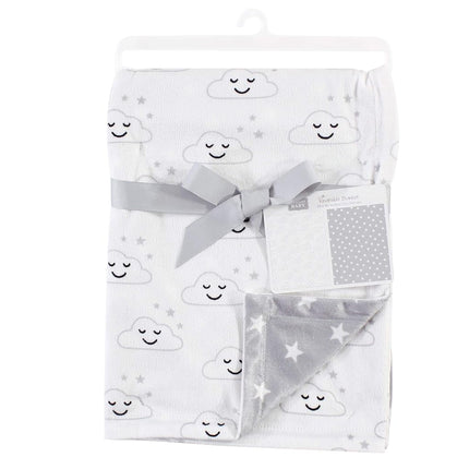 Hudson Baby Couverture en vison réversible en peluche unisexe pour bébé, nuages gris, 76x102 cm