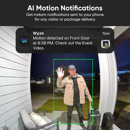WYZE Video Doorbell v2, Wired, 2K Video, Two-Way Audio, Color Night Vision, Works with Existing Chime and IP65 Weather Resistant, Compatible with Alexa & Google Assistant, Black