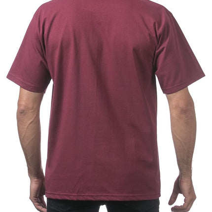 Pro Club Men's 3-Pack Heavyweight Cotton Short Sleeve Crew Neck T-Shirt, Maroon, Large