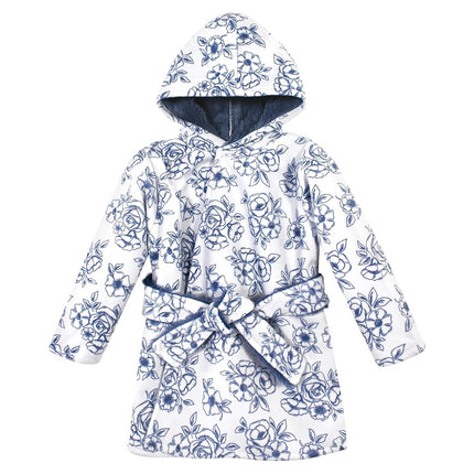 Hudson Baby Unisex Baby Mink with Faux Fur Lining Pool and Beach Robe Cover-ups, Blue Toile, 0-6 Months