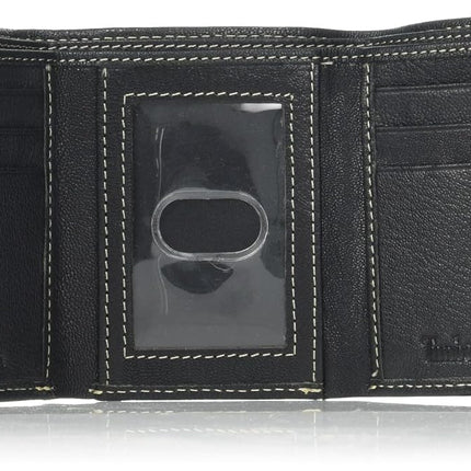 Timberland Men's Leather RFID Blocking Trifold Wallet Travel Accessory-Tri-Fold, Black, One Size