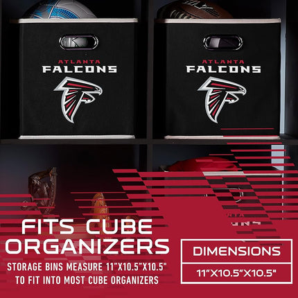 Franklin Sports NFL Atlanta Falcons Collapsible Storage Bin NFL Folding Cube Storage Container Fits Bin Organizers Fabric NFL Team Storage Cubes One Size