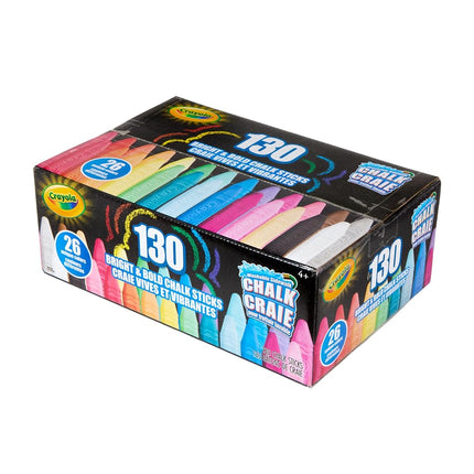 Crayola Washable Outdoor Sidewalk Chalk Collection (130ct), Bulk Anti-Roll Chalk Sticks for Kids, Classroom Recess Toys, Outdoor Toys & Activities for Kids