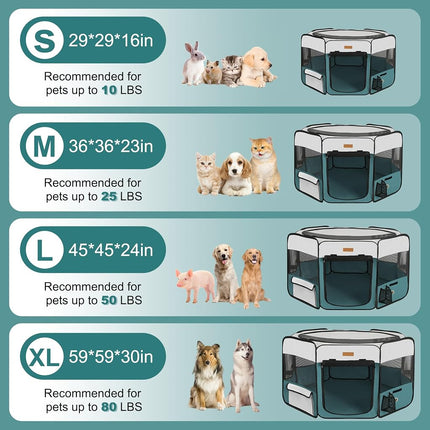 Akinerri Pet Playpen Portable Foldable Playpen for Dog/Cat/Puppy Exercise Kennel Dogs Cats Indoor/Outdoor Removable Mesh Shade Cover (Black, Small)
