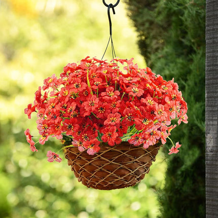 Uieke 16PCS Artificial Flowers for Outdoors, UV Resistant Fake Flowers No Fade Faux Plastic Plants for Garden Porch Window Box Home Décor (Red)