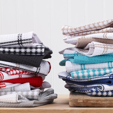 T-FAL Premium Waffle Dish Cloths: Highly Absorbent, Super Soft Long Lasting - 100% Cotton, 12"x13" Towel for Cleaning & Drying, (8-Pack), Red