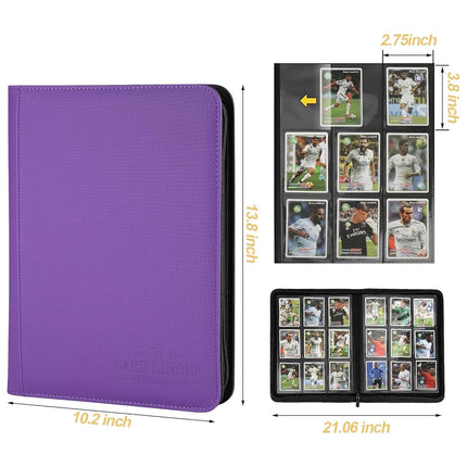 9 Pockets Card Binder,Premium Zip Trading Card Binder,540 Double Sided Pocket PU Collection Binder, Collector Album, Card Folder for MTG, TCG, Business Cards.(Purple)