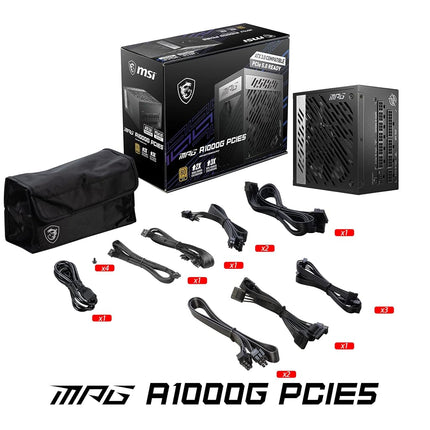 MSI MPG A1000G Bloc d'alimentation PCI-E5 ATX 1000 W avec Gestion des câbles entièrement modulaire 80 Plus Doré, Noir