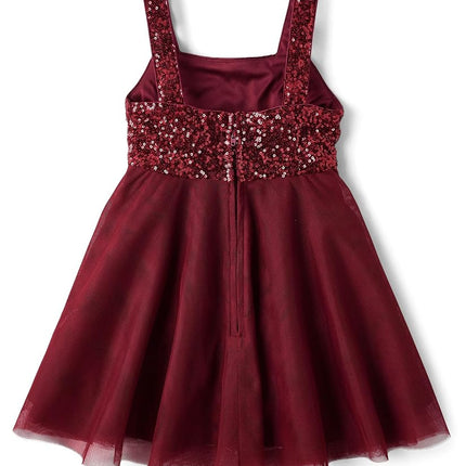The Children's Place,Niñas,Vestidos de fiesta sin mangas,Malla de lentejuelas color redwood,6,7,Malla de lentejuelas color redwood, 6-7