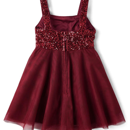 The Children's Place Little Girls' Sleeveless Dressy Dresses, Redwood Sequin Mesh, 4