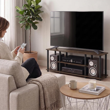 Furinno TURN-N-TUBE 3-Tier Tool-Free TV Stand, Columbia Walnut