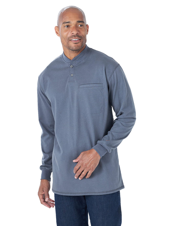 Wrangler Men's Fr Henley Long Sleeve Shirt, Castle