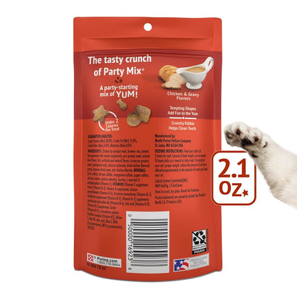 Purina Friskies Cat Treats, Party Mix Gravy-licious Crunch Chicken and Gravy Flavors - (Pack of 10) 2.1 oz. Pouches