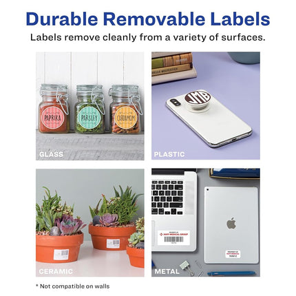 Avery Durable ID Labels with Sure Feed, 2" x 3.5", 200 White Labels, Print-to-The-Edge, Removable Label Adhesive, Laser/Inkjet Printable Labels