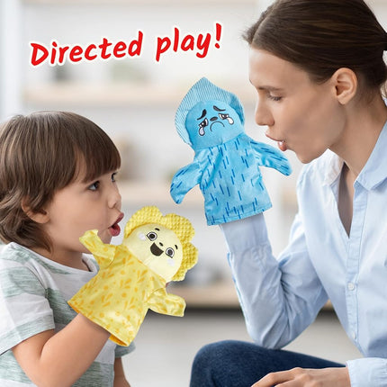 Learning Resources Feelings Family Hand Puppets Set, Hand Puppets for Kids, Learn About Feelings, 5 Emotions Hand Puppets Happy, Sad, Surprised, Angry and Scared
