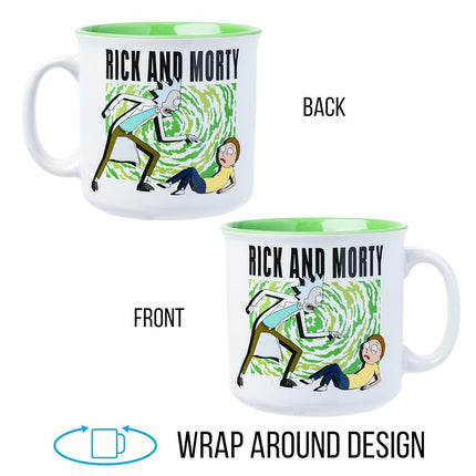 Silver Buffalo Rick and Morty Rick Pressing Morty Portal 20oz Ceramic Camper Mug