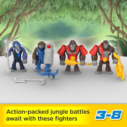 Imaginext Army Toy Figure Set, Boss Level Army Pack 9-Pieces Gorilla Versus Monkey with Accessories for Preschool Pretend Play, Ages 3-8 Years, HML57