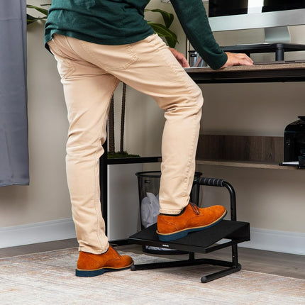 Mind Reader Foot Rest, Foot Stool, Under Desk at Work, Ergonomic, Adjustable, Office, Metal, 15" L x 14.25" W x 14.5" H, Black