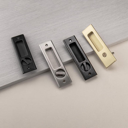 NCL Sliding Door Handle for Bath, Satin Brass Barn Door Flush Handle, Privacy Pocket Door Lock