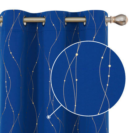 Deconovo Gold Printed Wave Lines with Dots Blackou