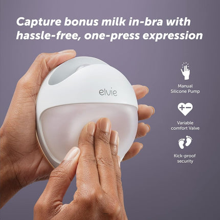 Elvie Curve Manual Wearable Breast Pump | Hands-Free, Kick-Proof, Portable Silicone Pump that Can Be Worn in-Bra for Gentle, Natural Milk Expression | Breast Feeding Essentials White