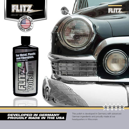 Flitz Multi Purpose Metal Polish Liquid - 3.4oz Bottle of USA-Made Tarnish Remover - for Aluminum, Chrome, Brass, Nickel, Silver - Non-Abrasive Metal Cleaner and Polish, Restorer (3 Pack)