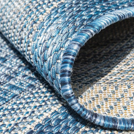 Alfombra de área Unique Loom Outdoor Border Collection - Borde suave (Hearth 3' 1" x 6' 1", azul/marfil)