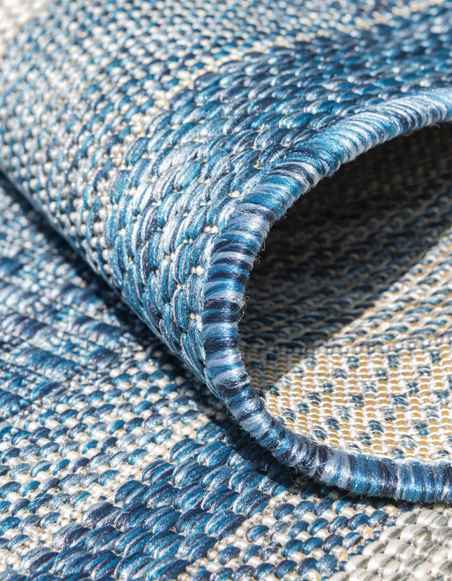 Tapis d'extérieur Unique Loom Border Collection – Bord doux (Cheminée 3' 1" x 6' 1", Bleu/Ivoire)
