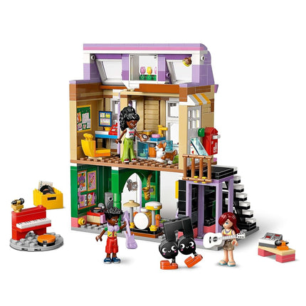 LEGO Friends Music Shop & Apartment Toy with 3 Mini Dolls, a Pet Corgi Animal Figure & Musical Instruments incl. a Piano, Drum Kit, Guitars & Accessories - Gift for 7+ Year Old Girls - 42653