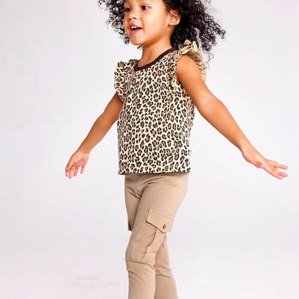 HonestBaby Multipack Leggings Skinny, Flare and Cargo Pants Organic Cotton for Infant Baby Girls, Toddlers, Little Kids, Cheetah, Newborn