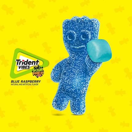 Trident Vibes SOUR PATCH KIDS Chewing Gum sans sucre, saveur framboise bleue, 4 boîtes de 40 dragées (160 dragées au total)