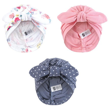 Hudson Baby Infant Girls Turban Cotton Headwraps, 