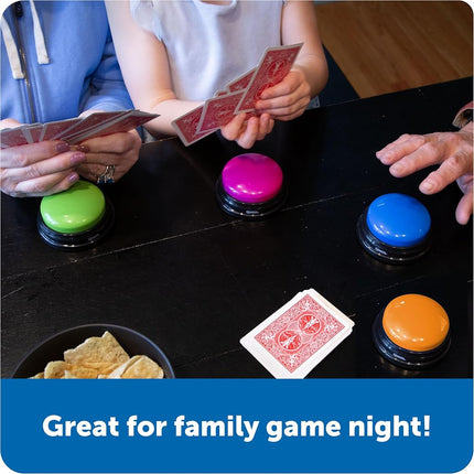 Learning Resources Answer Buzzers – Set of 4, Ages 3+, Game Show Style Buzzers with Fun Sound Effects, Pre-Recorded Sounds for Classroom & Family Games