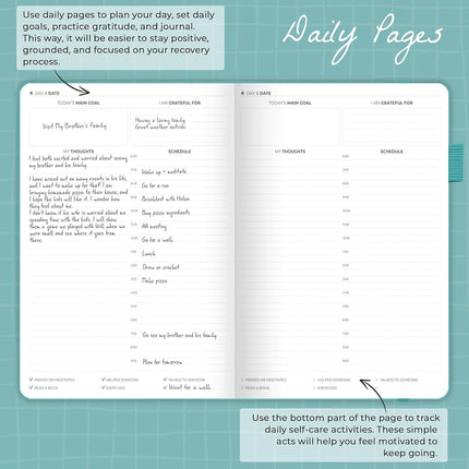 Clever Fox Addiction Recovery Journal, Daily Sobriety Planner A4 Turquoise