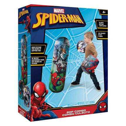 Hedstrom Spiderman Bop Bag Inflatable Punching Bag & Gloves Set, 36 Inch, (56-82274)