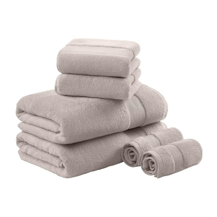 MADISON PARK SIGNATURE Turkish 100% Cotton 600Gsm Luxury Premium Thick Soft Abosorbant Hotel Bathroom Towel Set Shower Hand Face Washcloths, Assorted Sizes, Taupe 6 Piece