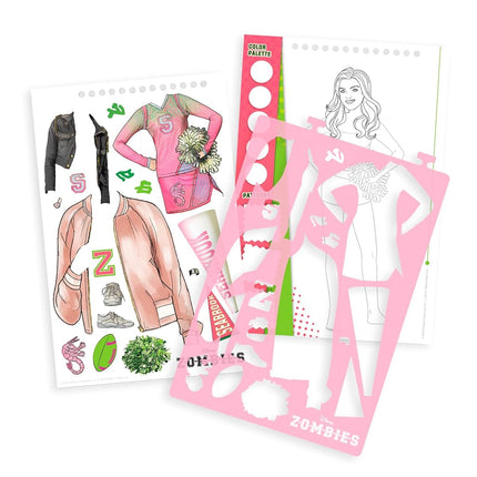 Make It Real Disney Zombies Fashion Design Sketchbook for Girls - Create Outfits for Addison & Bree with Stickers, Stencils, Design Guide - Creative Gift for Kids Ages 6+, Develops Real-World Skills