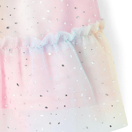 The Children's Place Baby Girls' and Toddler Short Sleeve Dressy Dresses, Bright Pink Rainbow, 0-3 Months